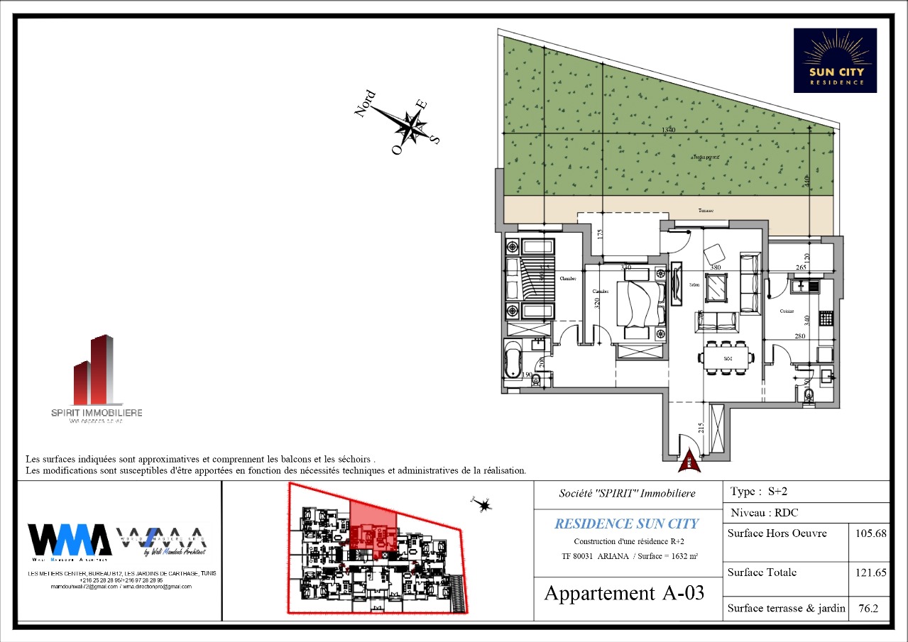 Plan architectural A03 - Fabuleux S2 de 122 m² en RDC