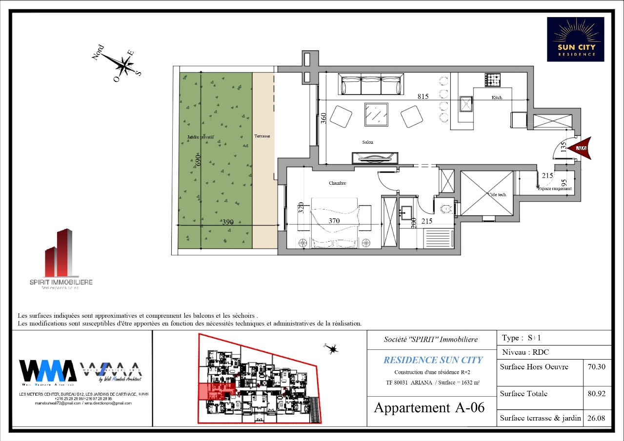 Plan architectural A06 - Superbe S1 de 80 m² en RDC