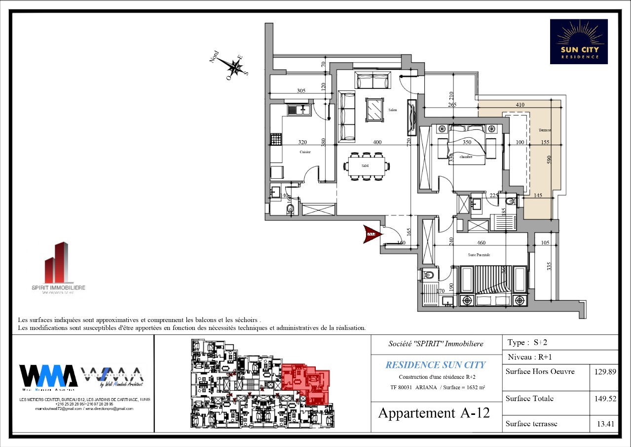 Plan architectural A12 - Magnifique S2 avec 2 suites