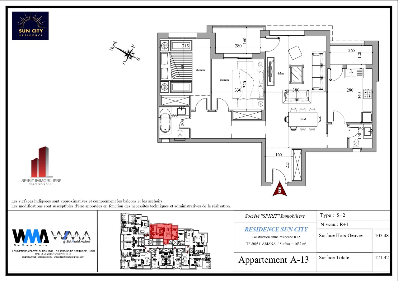 Plan architectural A13 - Superbe appartement S+2